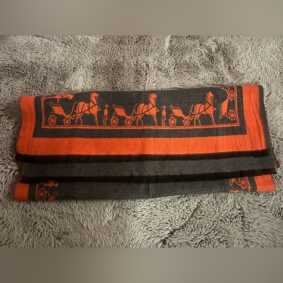 Women’s Rockies Collection - Orange / Grey  Soft Cashmere Blended Scarf / Wrap - Picture 6 of 10